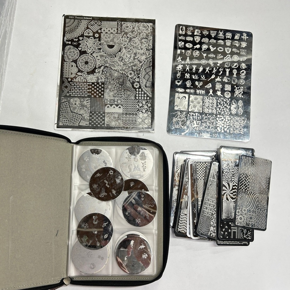 Nail Stamping Plates Lot DRK Bundle Monster Round XL Binder Lace Sports Nail Art